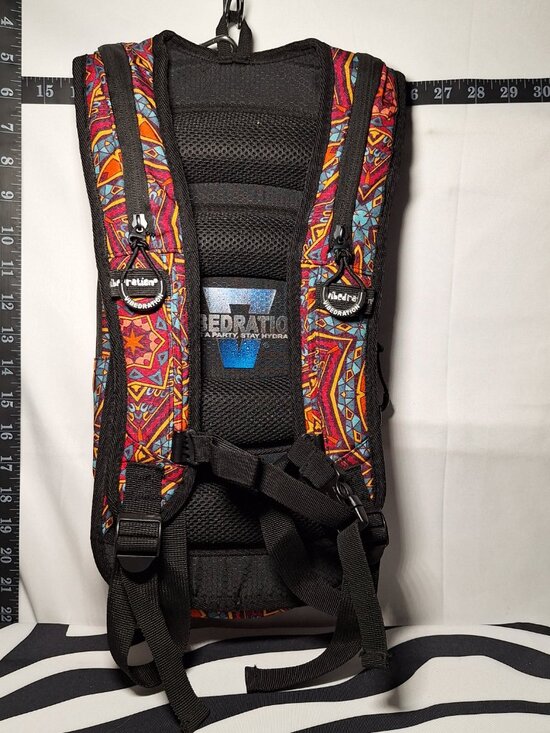Vibedration Hydration Backpack w/o bladder - Blue/Red/Orange pattern - Used main image 5